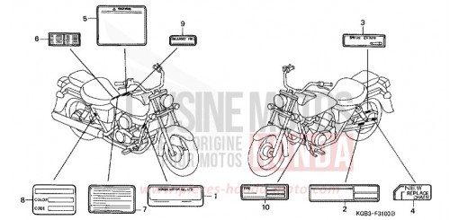 ETIQUETTE DE PRECAUTIONS VT125C2Y de 2000